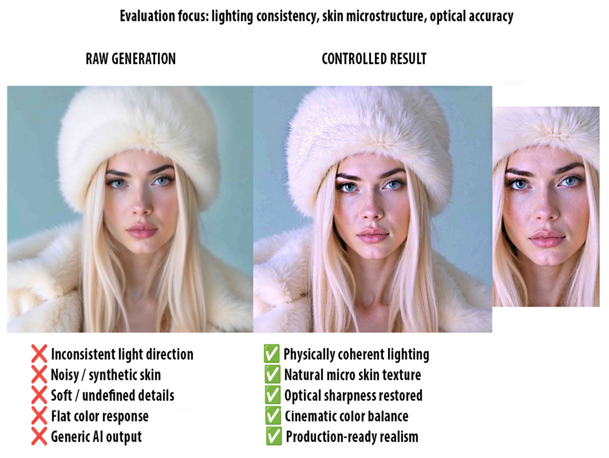 AI visual evaluation — before and after refinement comparison