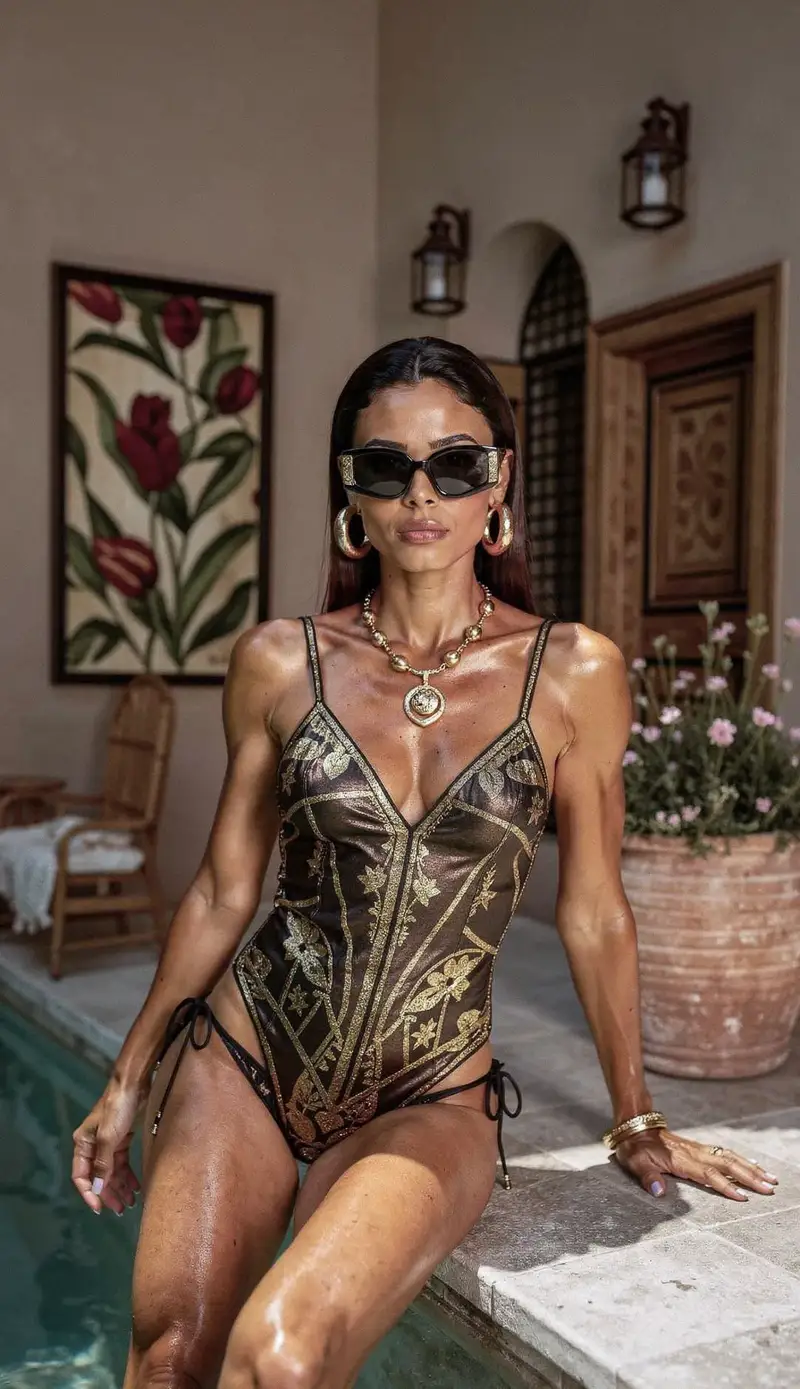 Ghost Studio Luxury Resort Beauty — full editorial look resort con eleganza cinematica