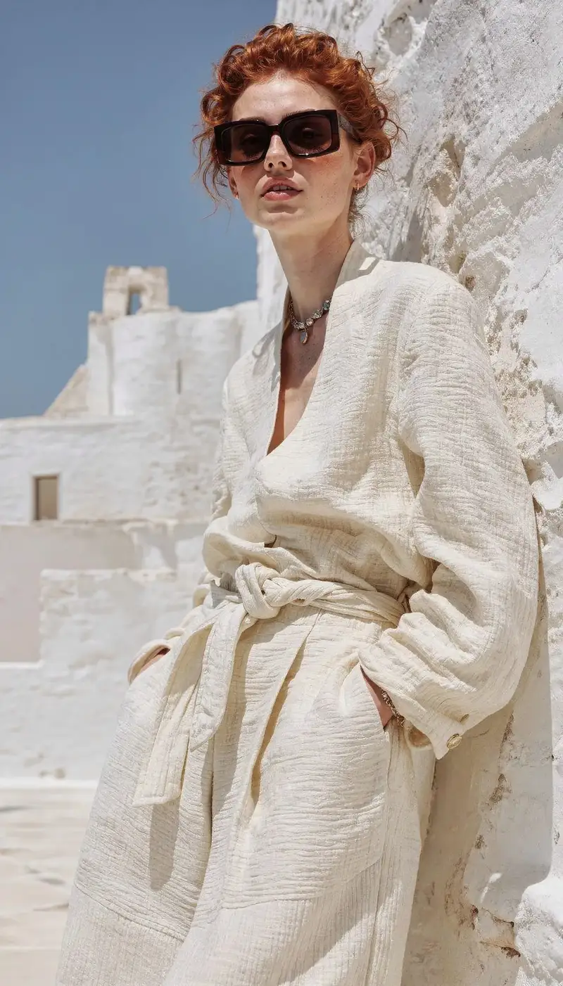 Ghost Studio Mediterranean Resort Editorial — ritratto beauty con texture naturali e quiet luxury