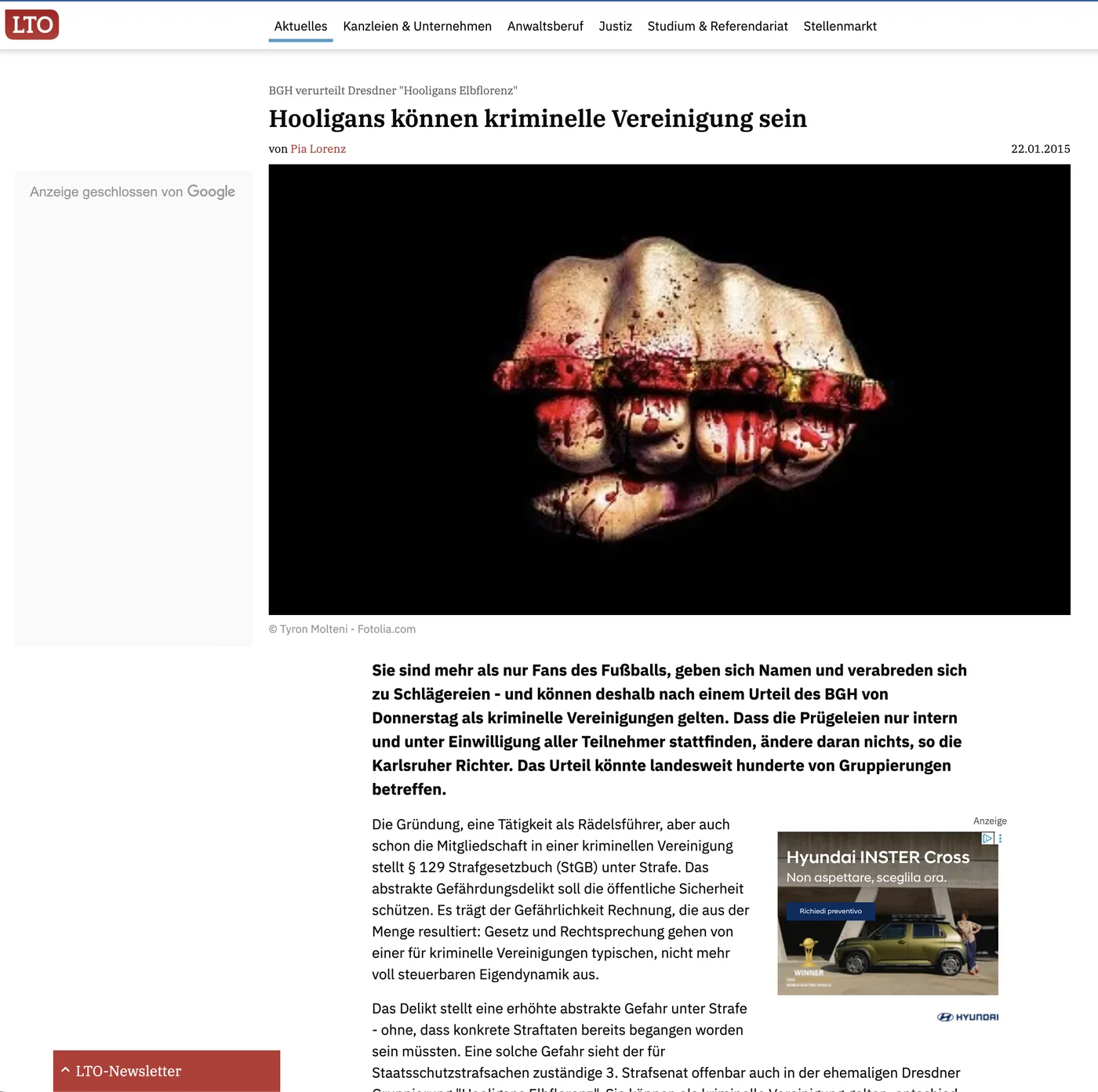 Pubblicazione su Legal Tribune Online