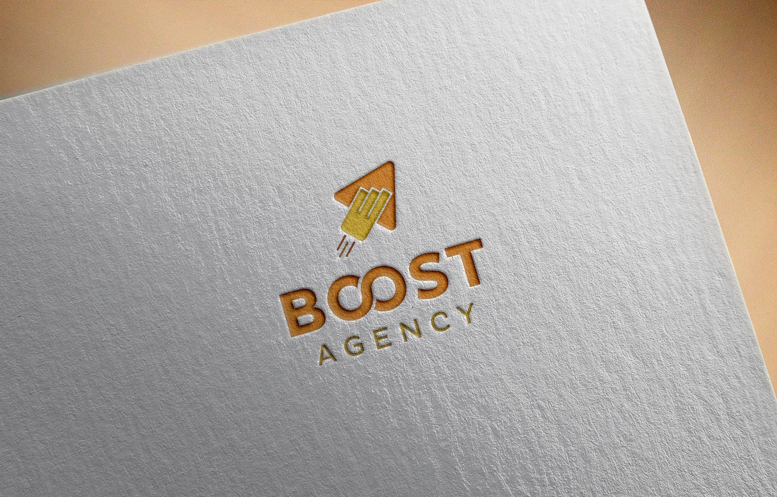 Boost Agency — mockup del logo su carta